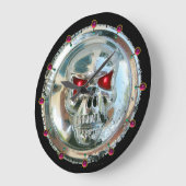 PRINTED CHROME SKULL Red Ruby Gems Große Wanduhr (Winkel)