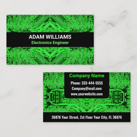 Printed Circuit Board (PCB) Modern Green Visitenkarte (Vorne/Hinten)