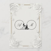 Printed Embossed White Rose Faux Gold Wedding Einladung (Rückseite)