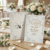 Printed Embossed White Rose Faux Gold Wedding  Einladung