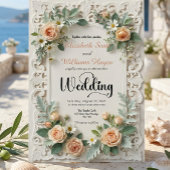 Printed Ivory-Tone Floral Formal Wedding Einladung