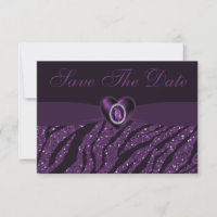 Printed Jewel Heart & Glitzer Save the Date