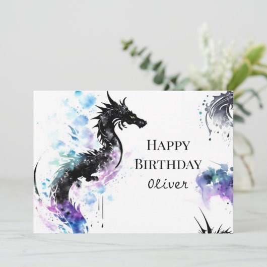 Printed Niedlich Dragon Birthday Karte (Stehend Vorderseite)