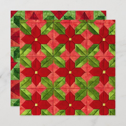 Printed Patchwork Poinsettia Pattern Scrapbook Einladung (Vorne/Hinten)