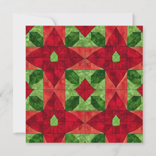 Printed Patchwork Poinsettia Pattern Scrapbook Einladung (Rückseite)