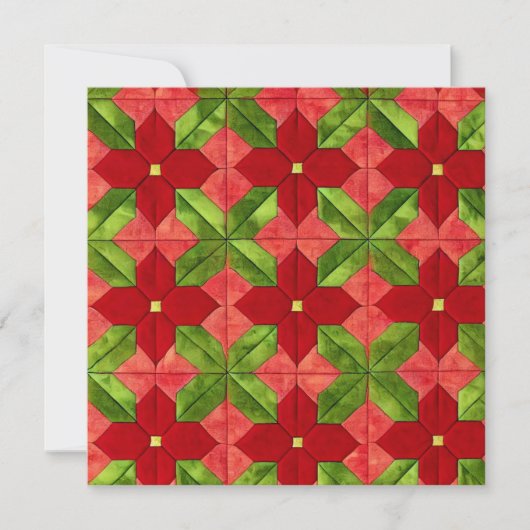 Printed Patchwork Poinsettia Pattern Scrapbook Einladung (Vorderseite)