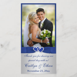 PRINTED RIBBON Blue, Silver Wedding Foto Card Dankeskarte