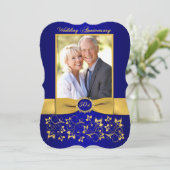 PRINTED RIBBON - Einladung zum 50. Jubiläum - Blue (Stehend Vorderseite)