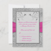 PRINTED RIBBON Raspberry Pink, Pewter RSVP Card (Rückseite)