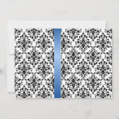Printed Royal Blue Ribbon and Damask Wedding Einladung (Rückseite)