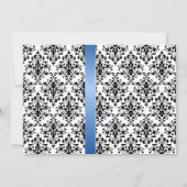 Printed Royal Blue Ribbon and Damask Wedding Einladung (Rückseite)
