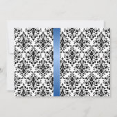 Printed Royal Blue Ribbon Damask Brautparty Einladung (Rückseite)