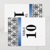 Printed Royal Blue Ribbon Damask Tischnummer (Vorne/Hinten)