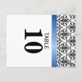 Printed Royal Blue Ribbon Damask Tischnummer (Rückseite)