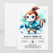 Printed spielful Monkey Birthday Einladung (Vorne/Hinten)