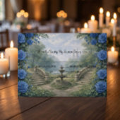 Printed Watercolor Castle Garden Fountain RSVP Karte