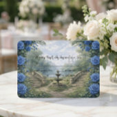 Printed Watercolor Castle Garden Fountain RSVP Karte