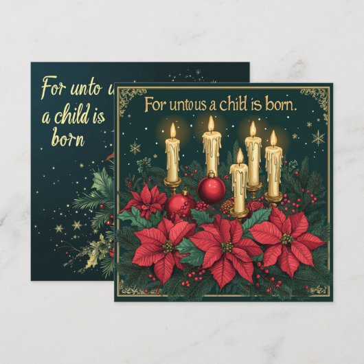 Printessin mit Blumenkerzen Bibelverse Papier Einladung (Vorne/Hinten)