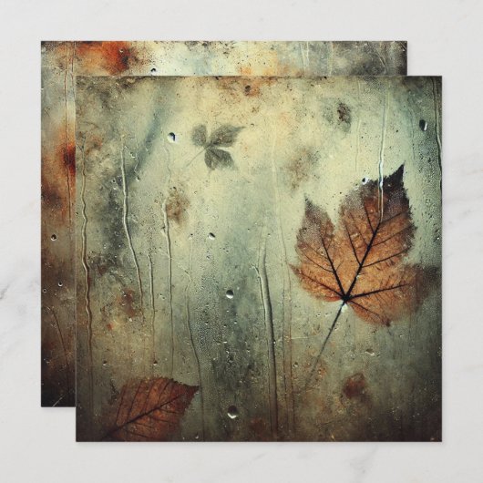 Printfähiges grungy Autumnal Window Scrapbook Pape Einladung (Vorne/Hinten)