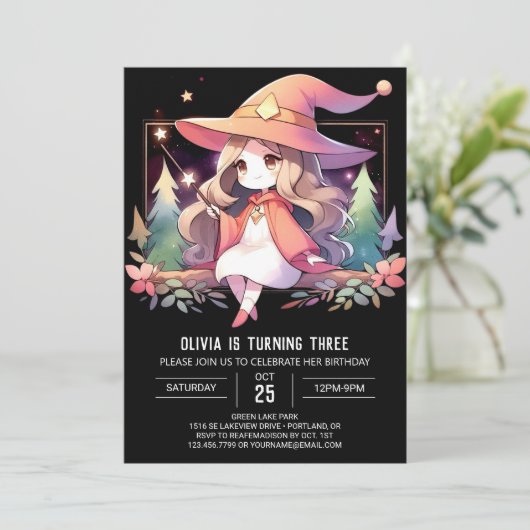 Printfantasy Wizard Geburtstag Einladung (Stehend Vorderseite)