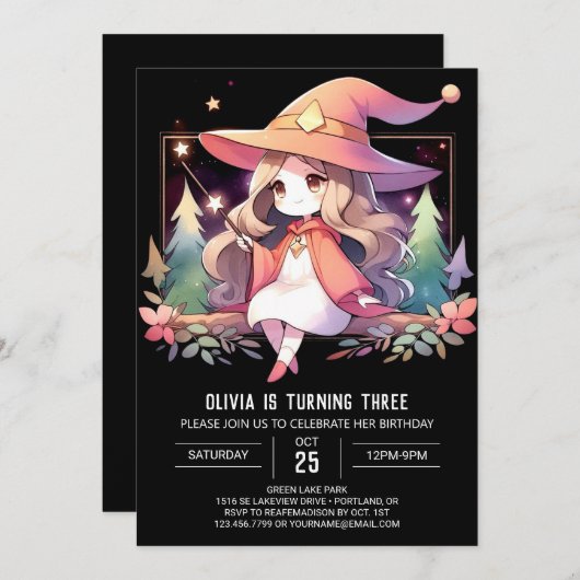 Printfantasy Wizard Geburtstag Einladung (Vorne/Hinten)