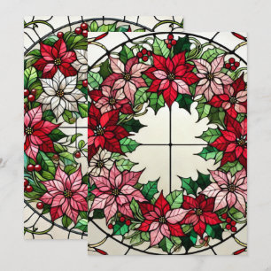 Printflorale Poinsettia Wreath Hartglas Einladung
