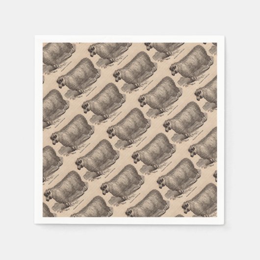 Printjarling Cotswold Schafe aus dem 19. Jahrhunde Serviette (Vorderseite)
