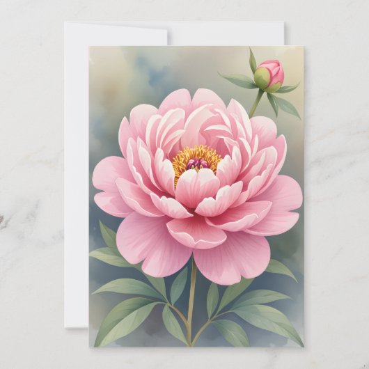 Printmedien Pink Peony Art drucken Dankeskarte (Vorderseite)