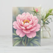 Printmedien Pink Peony Art drucken Dankeskarte (Stehend Vorderseite)