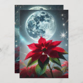 Printmoonlight Poinsettia Scrapbook Paper Einladung (Vorne/Hinten)