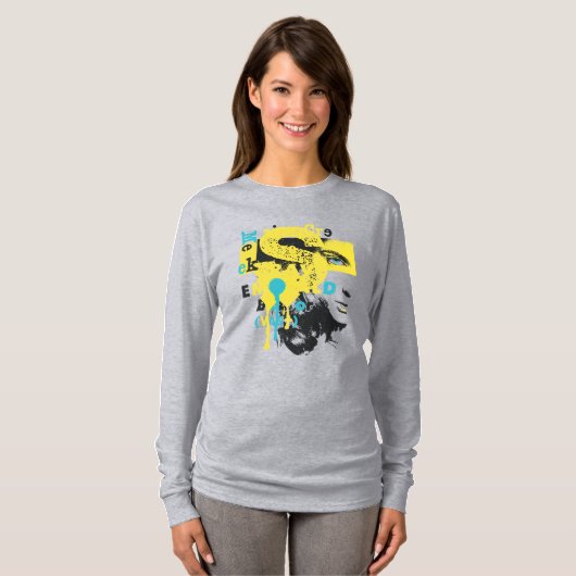 prints of women's faces with colorful phrases T-Shirt (Vorne ganz)