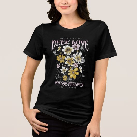 prints style phrases with flowers highlighted Tri-Blend shirt (Vorderseite)