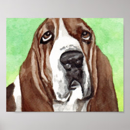 Prints von Basset Hound Wasserfarben Poster