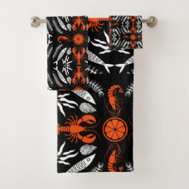 Prints von Meeresfrüchten Art Deco Badhandtuch Set