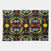 Prints von Meeresfrüchten Art Deco Geschirrtuch (Horizontal)