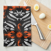 Prints von Meeresfrüchten Art Deco Geschirrtuch (Viertel Falte)