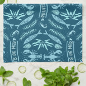 Prints von Meeresfrüchten Art Deco Geschirrtuch (Gefaltet)