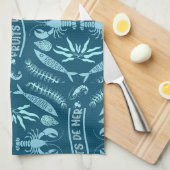 Prints von Meeresfrüchten Art Deco Geschirrtuch (Viertel Falte)