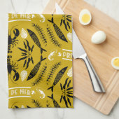 Prints von Meeresfrüchten Art Deco Geschirrtuch (Viertel Falte)