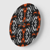 Prints von Meeresfrüchten Art Deco Große Wanduhr (Winkel)