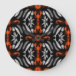 Prints von Meeresfrüchten Art Deco Große Wanduhr