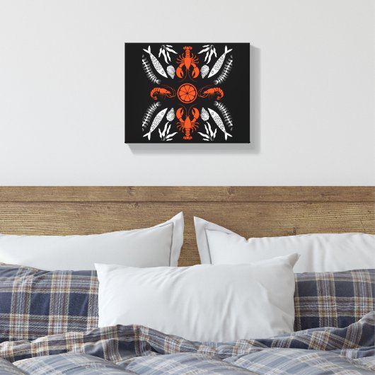 Prints von Meeresfrüchten Art Deco Leinwanddruck (Insitu (Schlafzimmer))