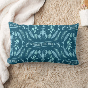 Prints von Meeresfrüchten Art Deco Lendenkissen