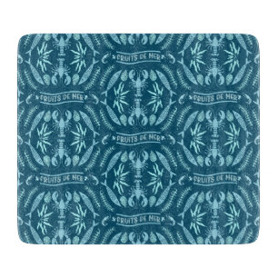 Prints von Meeresfrüchten Art Deco Schneidebrett