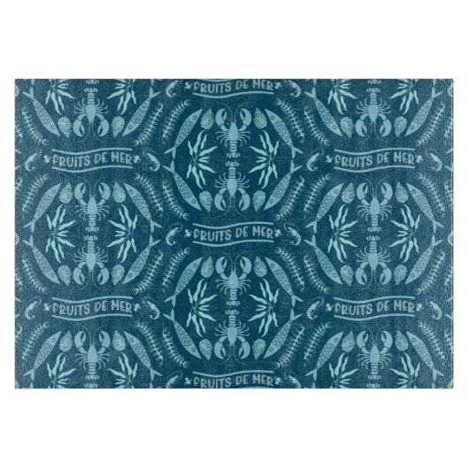 Prints von Meeresfrüchten Art Deco Schneidebrett (Vorderseite)