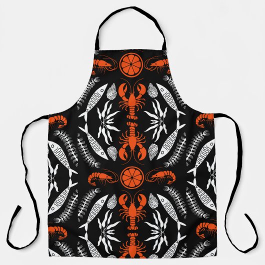 Prints von Meeresfrüchten Art Deco Schürze (Vorderseite)