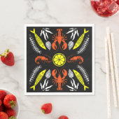 Prints von Meeresfrüchten Art Deco Serviette (Beispiel)