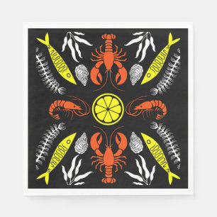Prints von Meeresfrüchten Art Deco Serviette
