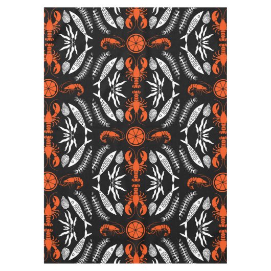 Prints von Meeresfrüchten Art Deco Tischdecke (Vorderseite)