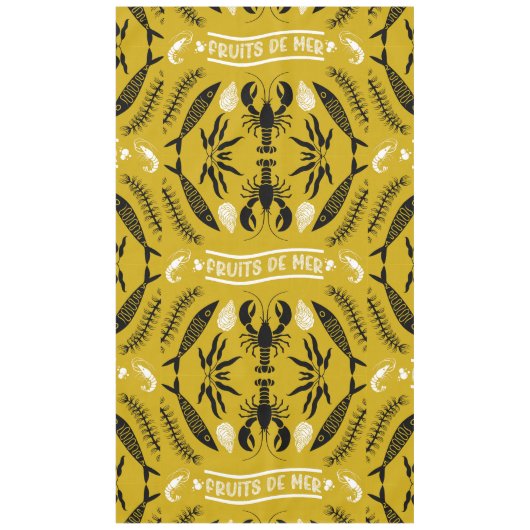 Prints von Meeresfrüchten Art Deco Tischdecke (Vorderseite)